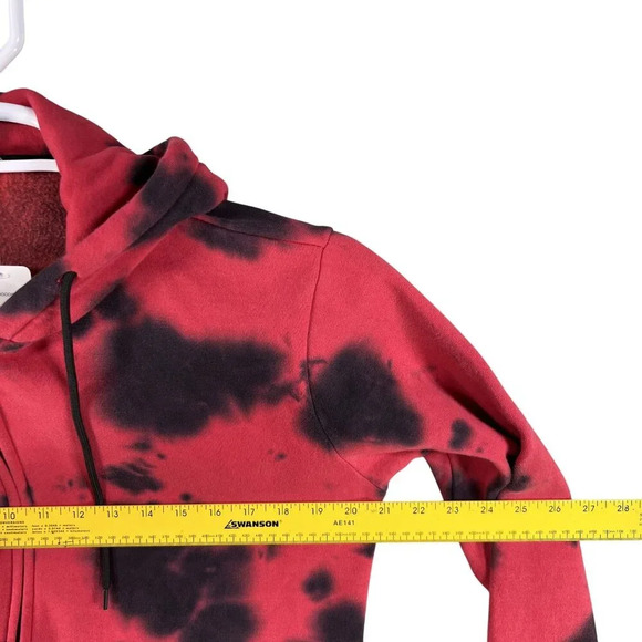 NWT AD Mens S Womens M Hoodie Red Black Tie-Dye Skull Graphic Hoodie Jacket - Picture 12 of 16